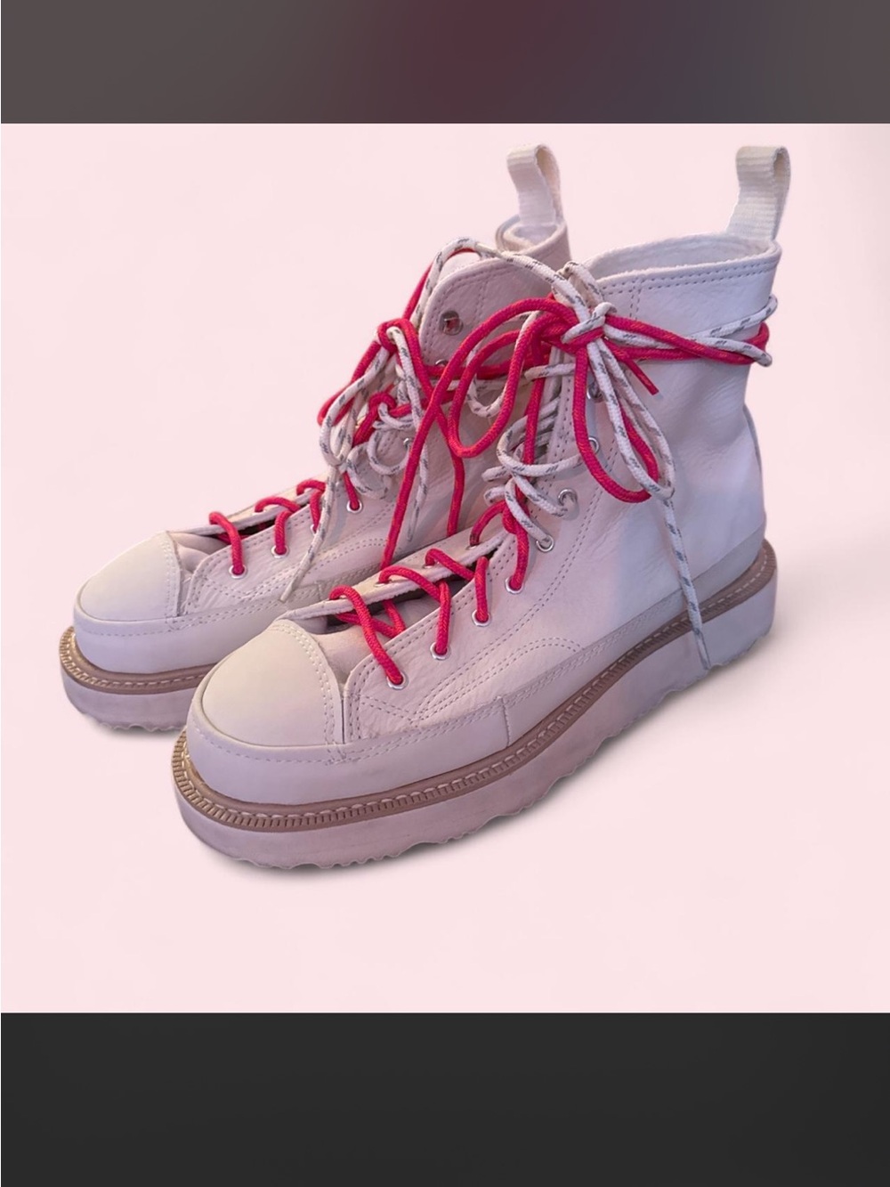 Converse Women's White and Pink High-Top Boots
